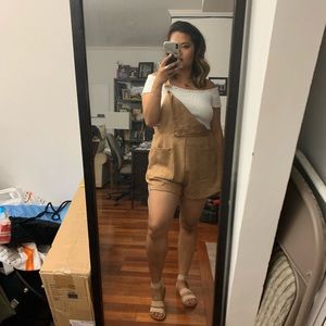 Tan suede overalls